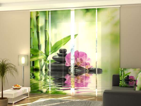 Schiebegardine (1-4 tlg.) ORCHIDEEN UND STEINE AM WASSER