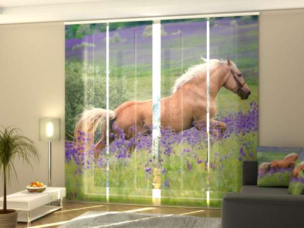 Schiebegardine (1-4 tlg.) PALOMINO PFERD IM BLUMENFELD