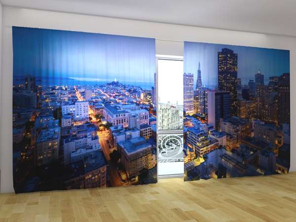 Panorama-Gardine: SAN FRANCISKO BEI NACHT