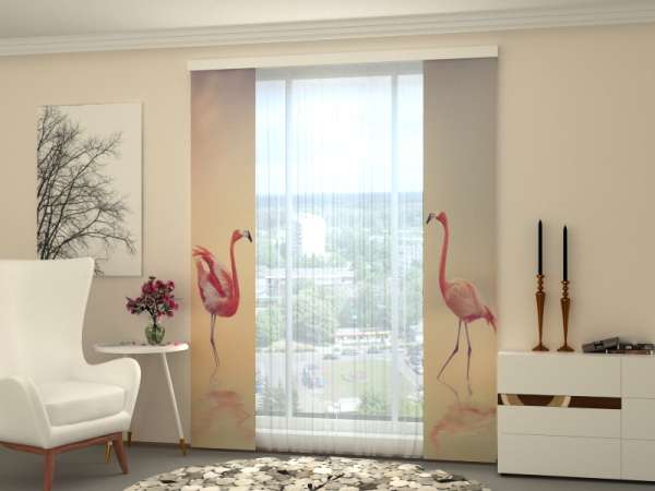 Schiebegardine (1-2 tlg.) FLAMINGOS BEI SONNENUNTERGANG