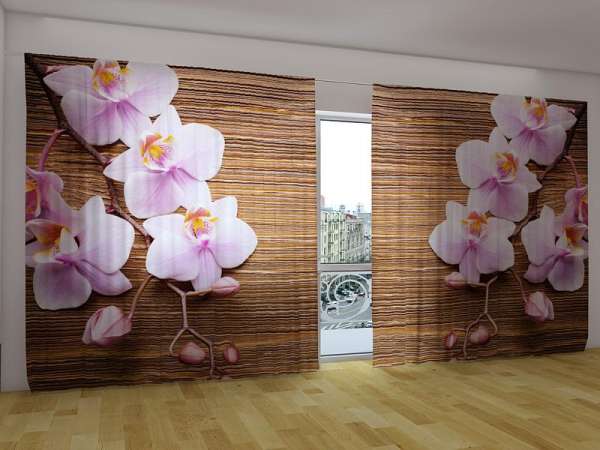 Panorama-Gardine: ORCHIDEEN UND DUNKLES HOLZ