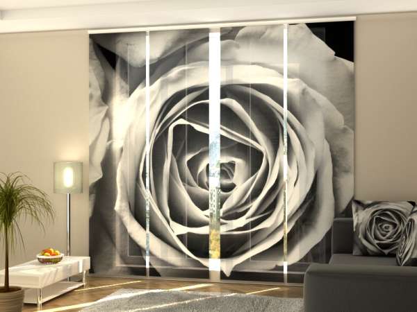 Schiebegardine (1-4 tlg.) ROSE IN SCHWARZ-WEISS