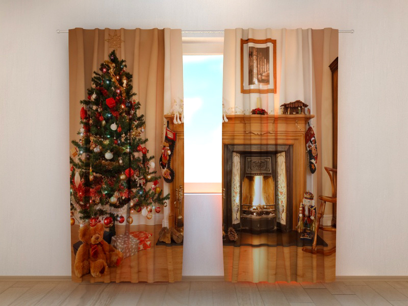 Rideau Photo Personnalisé 'Noël Au Coin Du Feu' (Fotogardine) - Sur Mesure - Allemagne - Neuf