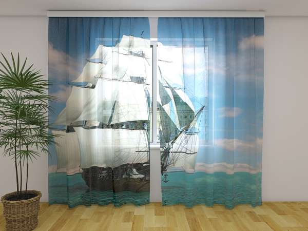 Chiffon-Gardine: TRAUMHAFTER SEGELSCHIFF