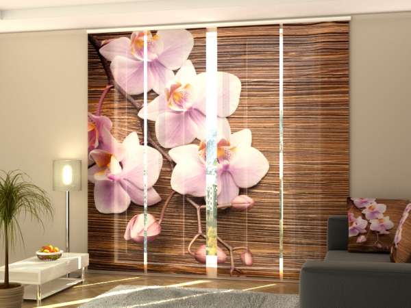 Schiebegardine (1-4 tlg.) ORCHIDEEN UND DUNKLES HOLZ