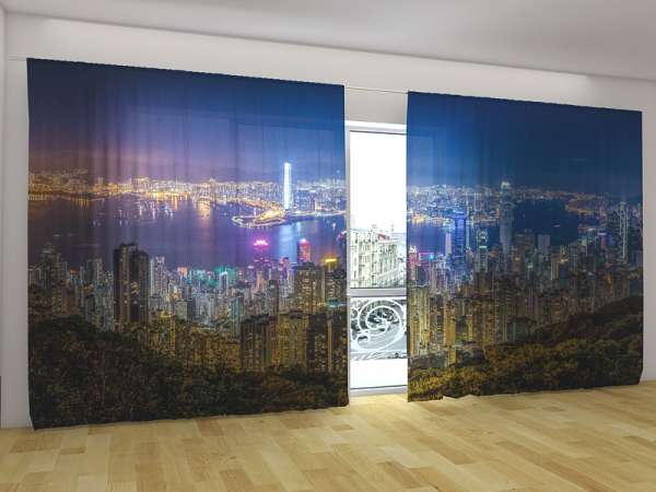 Panorama-Fotogardinen: NACHT IN HONGKONG