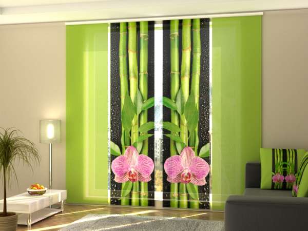 Schiebegardine (1-4 tlg.) ORCHIDEEN UND GRÜNER BAMBUS