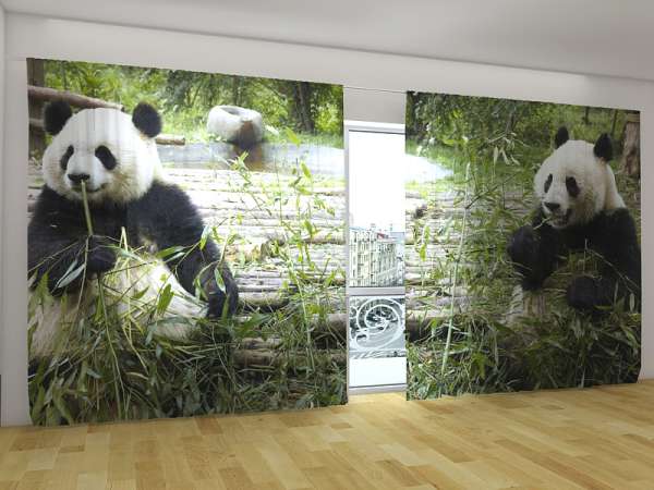 Panorama-Gardine: SÜSSE PANDAS