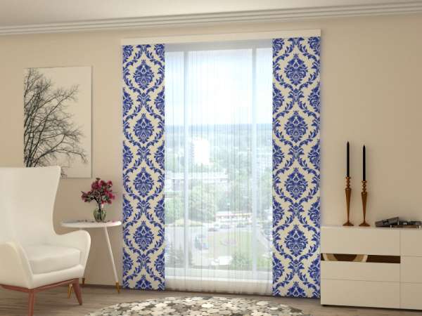Schiebegardine (1-2 tlg.) BLAUE ORNAMENTE